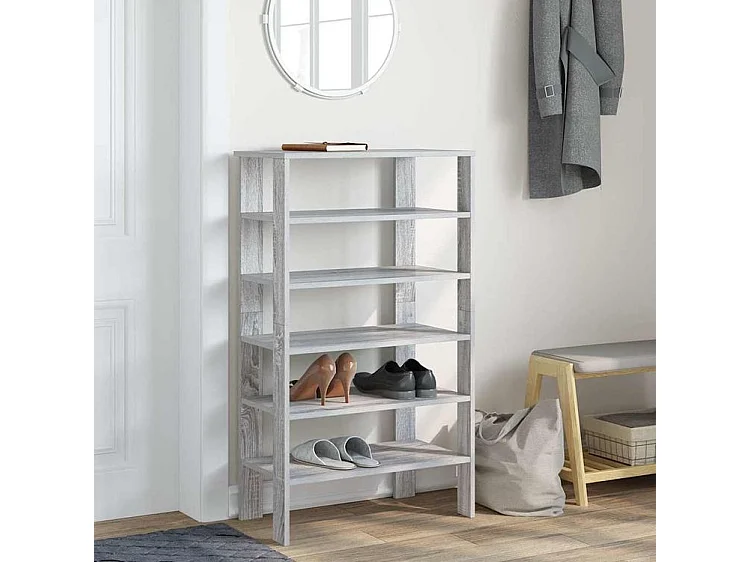 Étagère à chaussures sonoma gris 61x32x105 bois ingénierie