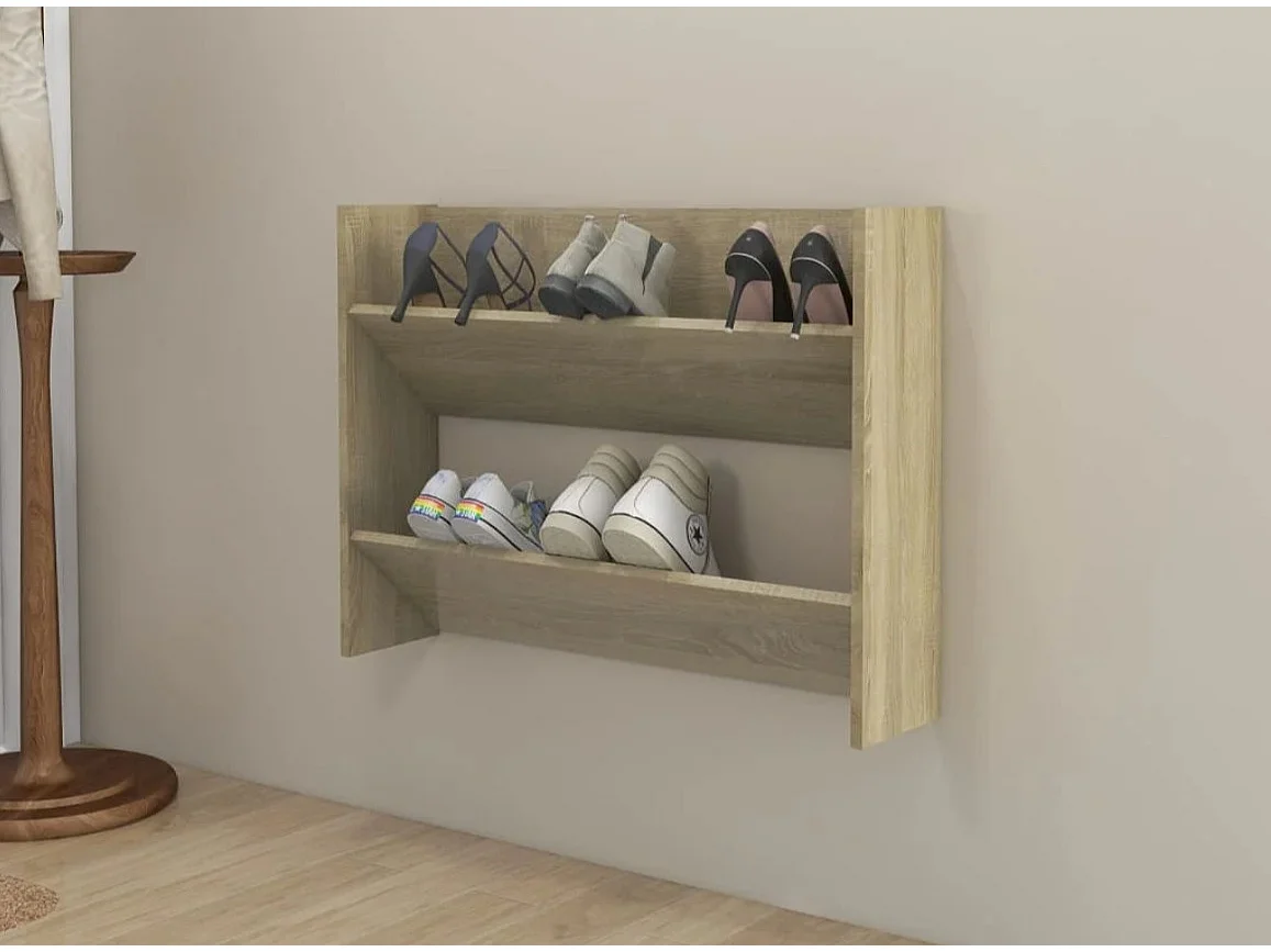 Armoire à chaussures murale en bois kalipé L 80 x H 60 - Option pratique-Couleur Marron clair