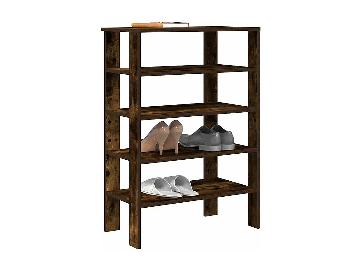 Étagère à chaussures chêne fumé 61x32x87,5 bois d'ingénierie