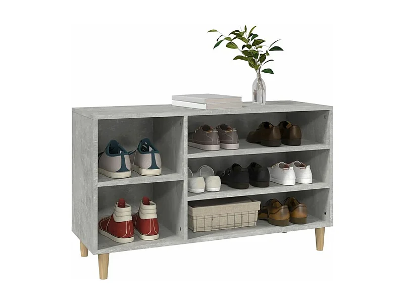 Meuble à chaussures Briko – Style et rangement optimal-Couleur Gris béton-Modèle de pieds Naturel