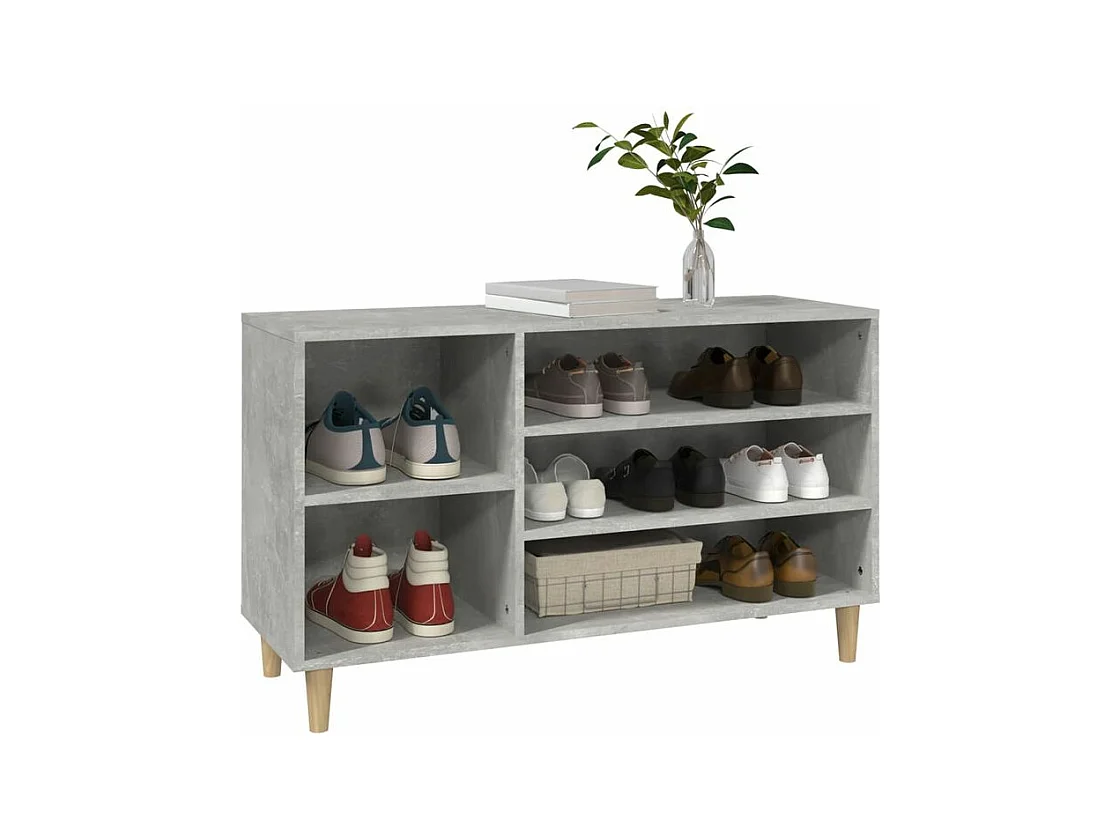 Meuble à chaussures Briko – Style et rangement optimal-Couleur Gris béton-Modèle de pieds Naturel