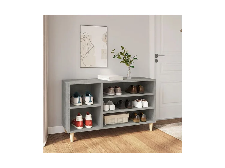 Meuble à chaussures Briko – Style et rangement optimal-Couleur Gris béton-Modèle de pieds Naturel