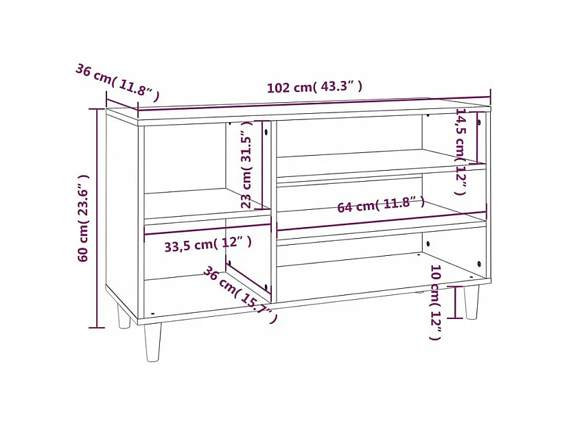 Meuble à chaussures Briko – Style et rangement optimal-Couleur Gris béton-Modèle de pieds Naturel