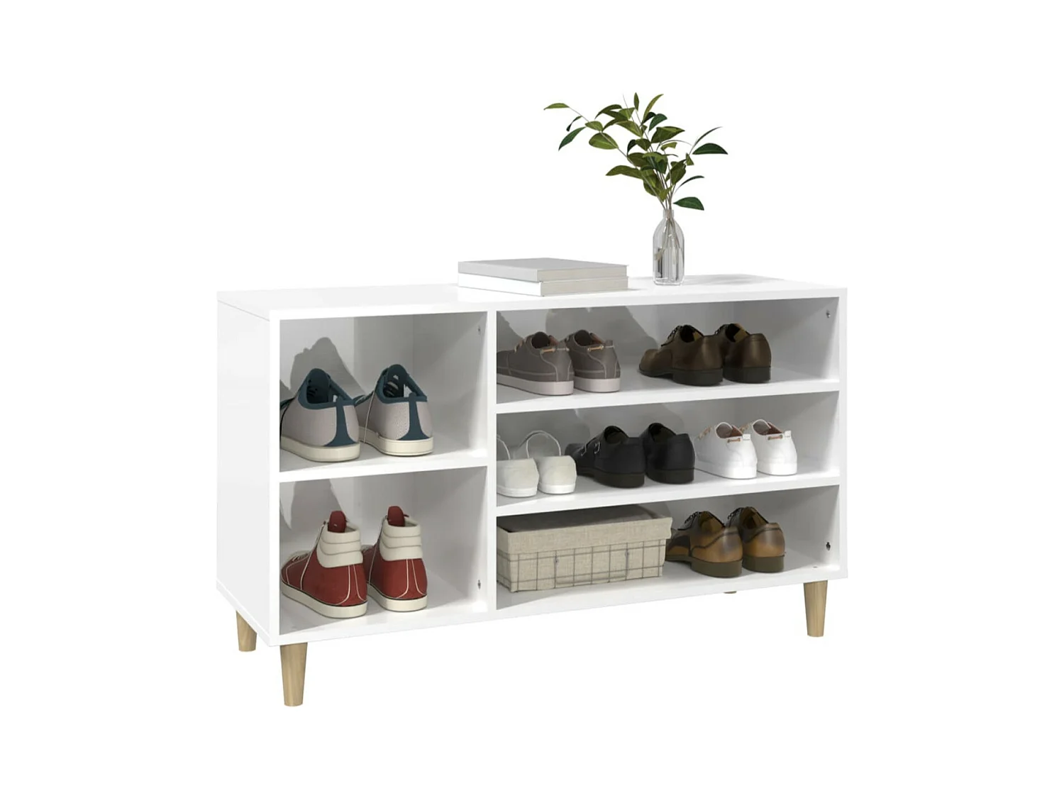 Meuble à chaussures Briko – Style et rangement optimal-Couleur Gris béton-Modèle de pieds Naturel