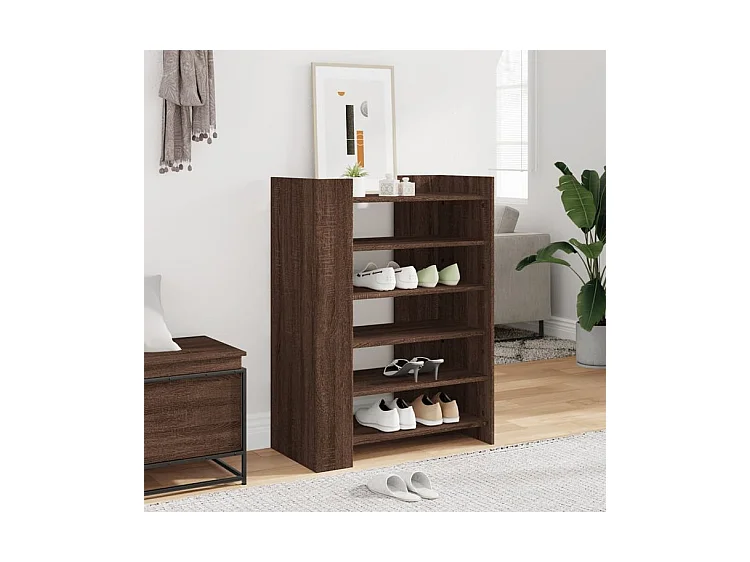 Etagères à chaussures en bois Lizza L75xH100xP38 – Élégance et praticité-Couleur Noyer