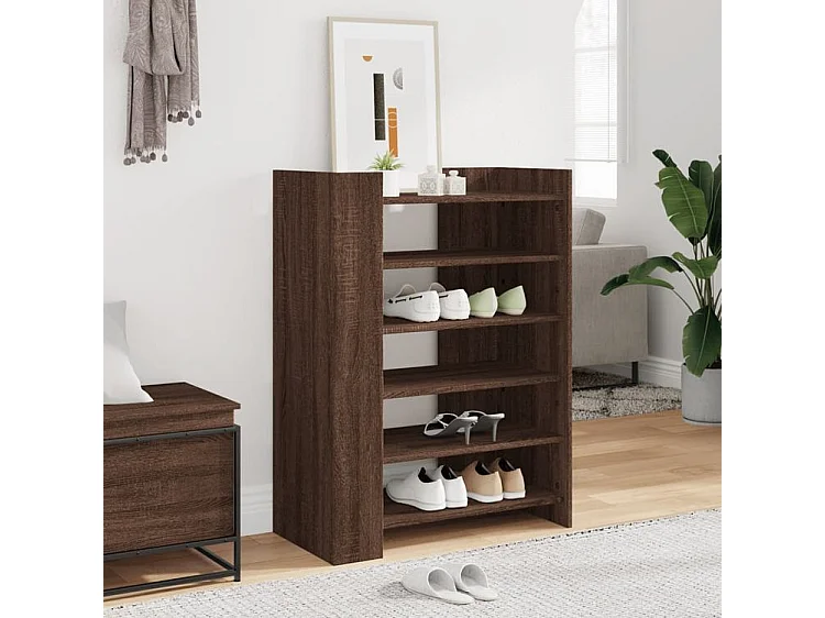 Etagères à chaussures en bois Lizza L75xH100xP38 – Élégance et praticité-Couleur Noyer