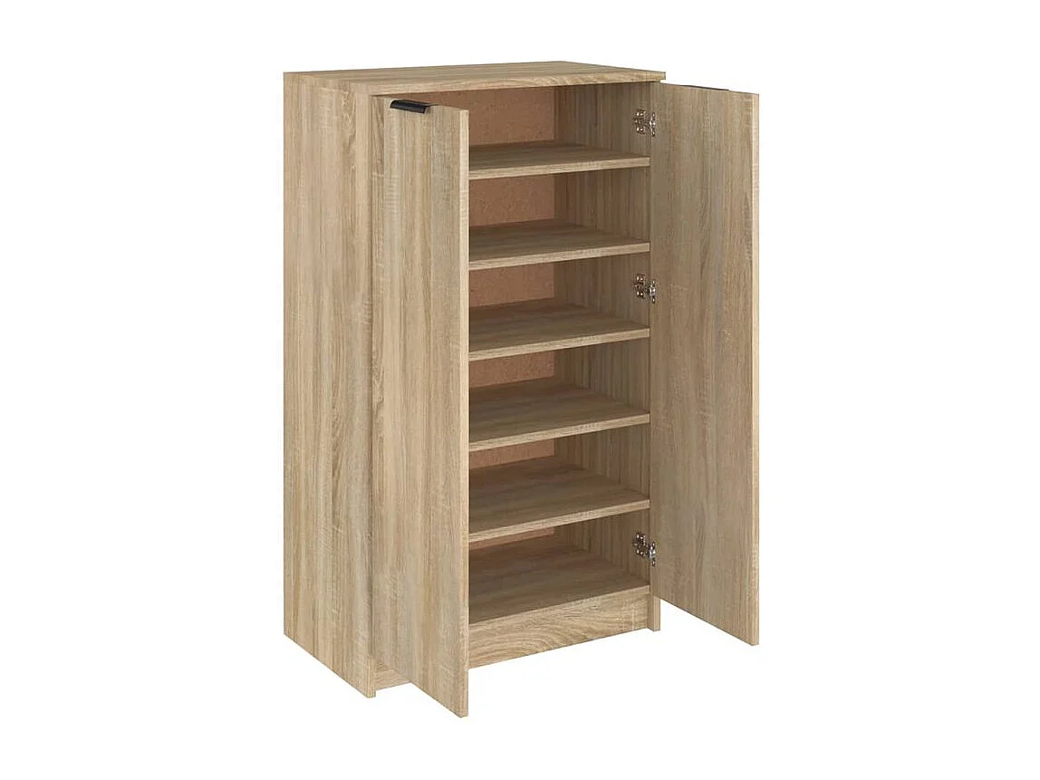 Armoire à chaussures multifonction avec petite penderie L59xP35xH100 - Simplicité et Solidité-Couleur Chêne clair