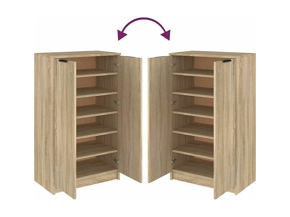 Armoire à chaussures multifonction avec petite penderie L59xP35xH100 - Simplicité et Solidité-Couleur Chêne clair