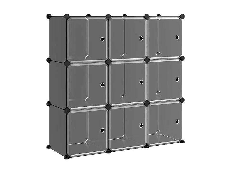 Cubes de rangement 9 pcs avec portes Noir PP