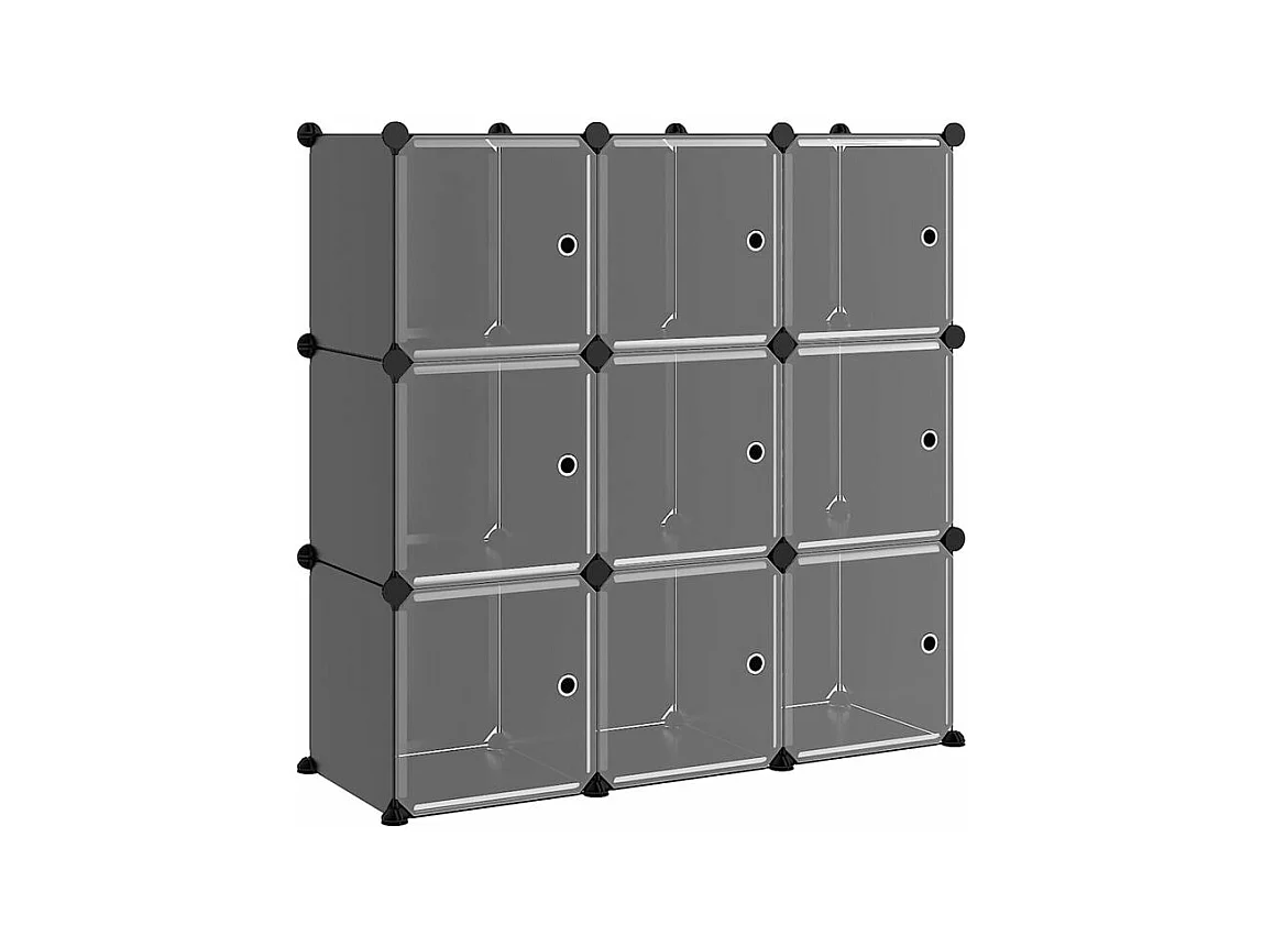 Cubes de rangement 9 pcs avec portes Noir PP