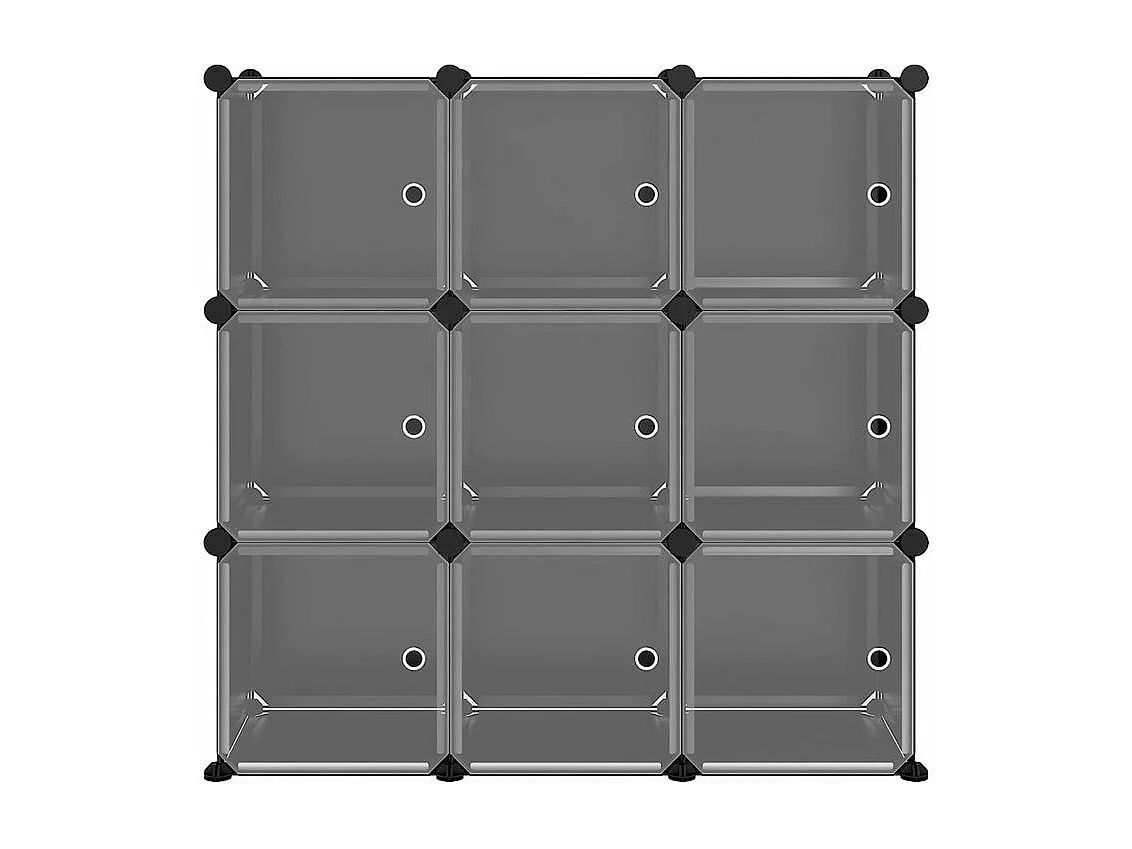 Cubes de rangement 9 pcs avec portes Noir PP