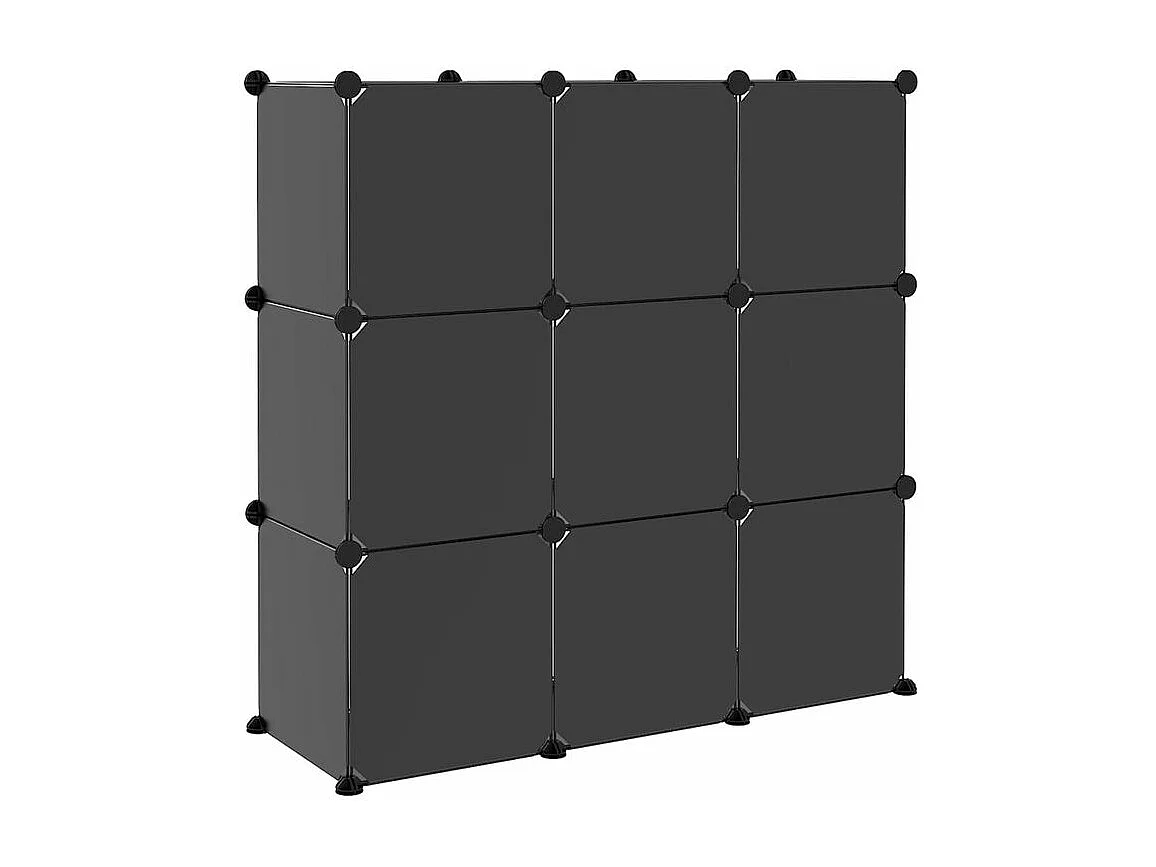 Cubes de rangement 9 pcs avec portes Noir PP
