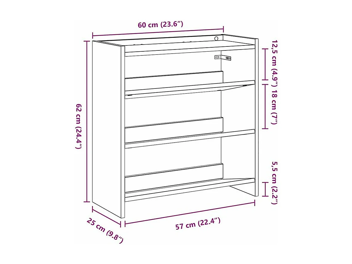 Étagère à chaussures blanc 80x25x100 bois d'ingénierie