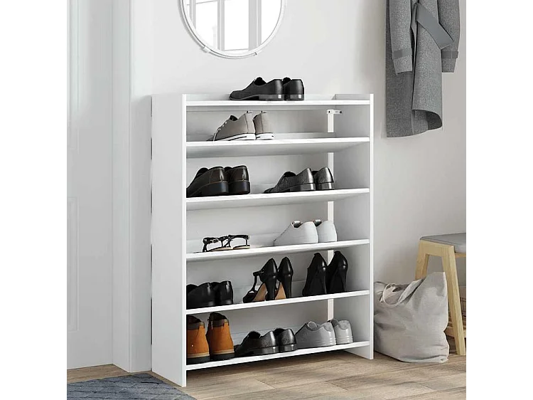 Étagère à chaussures blanc 80x25x100 bois d'ingénierie