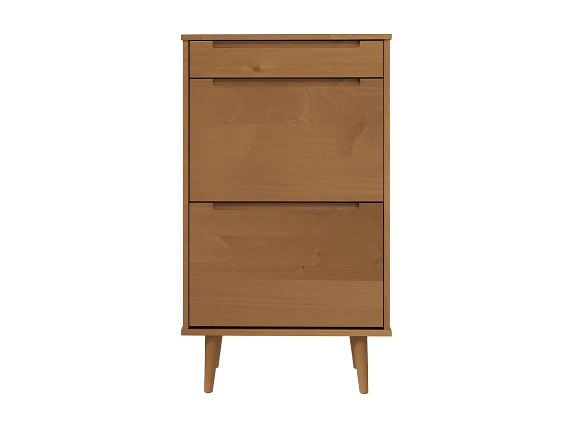 Petite armoire à chaussures en bois de pin Leva L60xH103xP35 – Compacte et Élégante-Couleur Marron