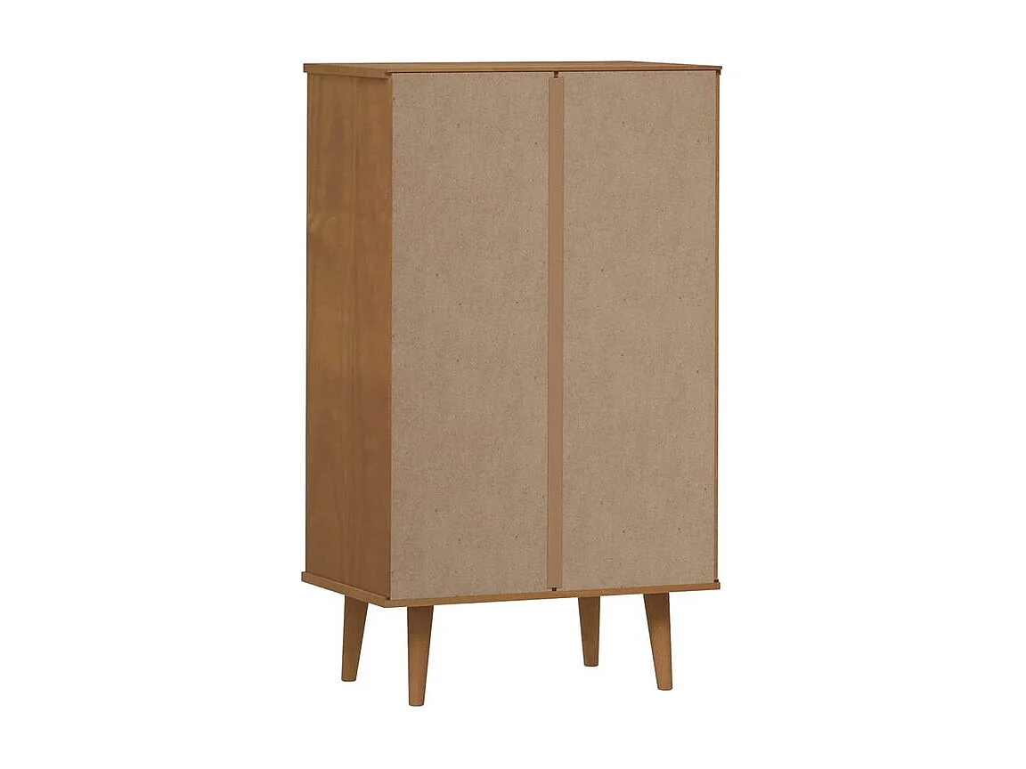 Petite armoire à chaussures en bois de pin Leva L60xH103xP35 – Compacte et Élégante-Couleur Marron