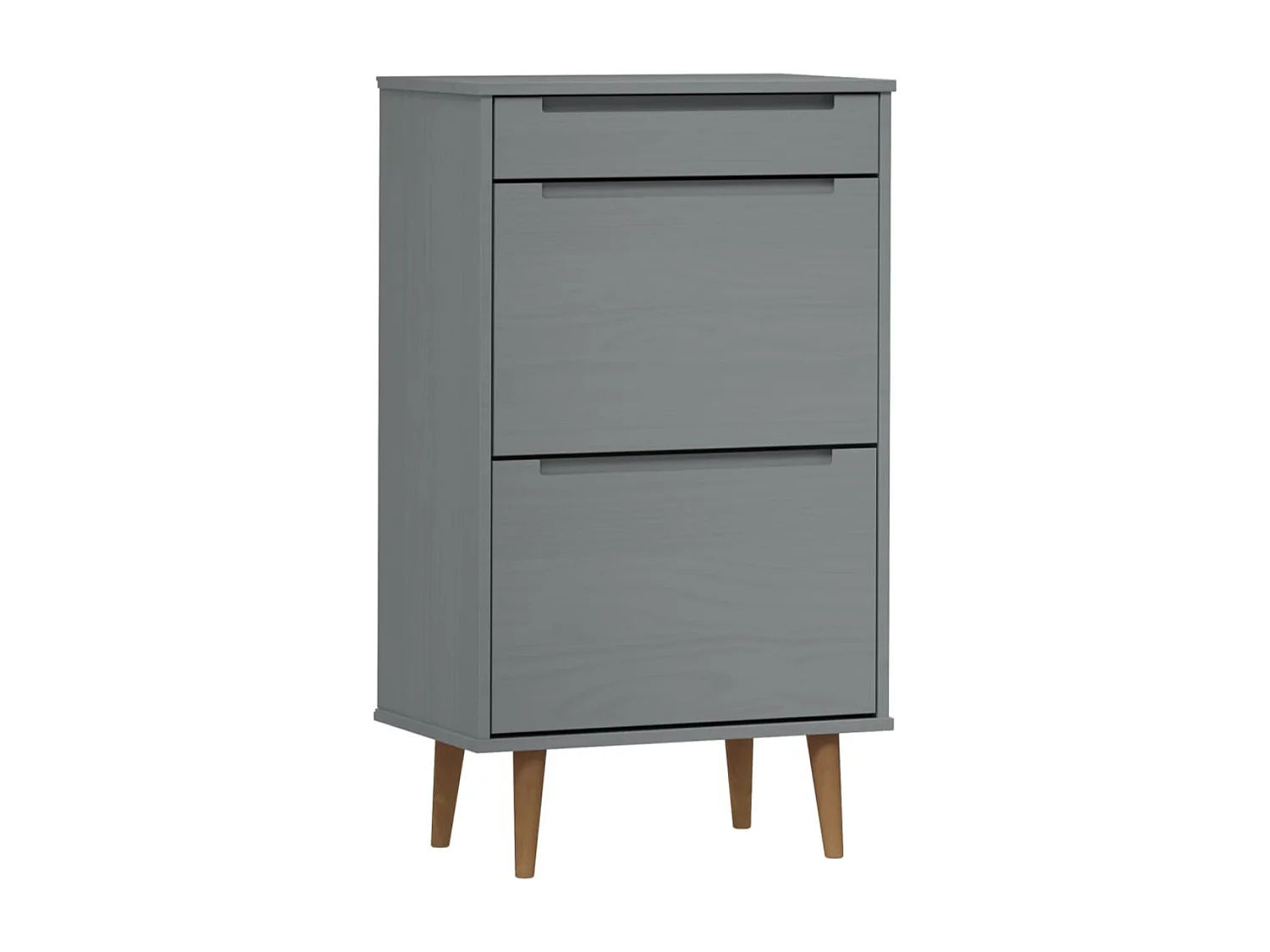 Petite armoire à chaussures en bois de pin Leva L60xH103xP35 – Compacte et Élégante-Couleur Marron