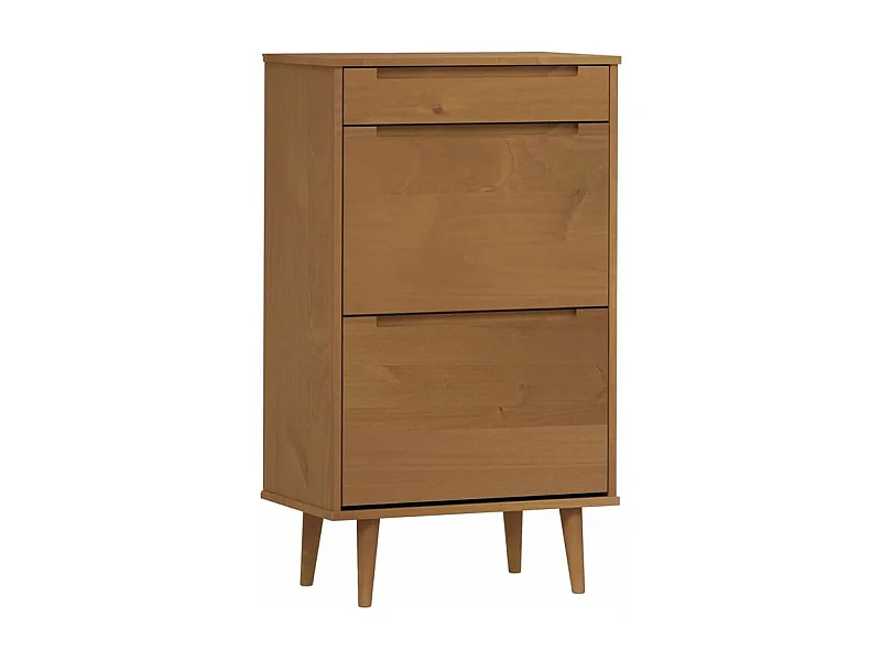 Petite armoire à chaussures en bois de pin Leva L60xH103xP35 – Compacte et Élégante-Couleur Marron