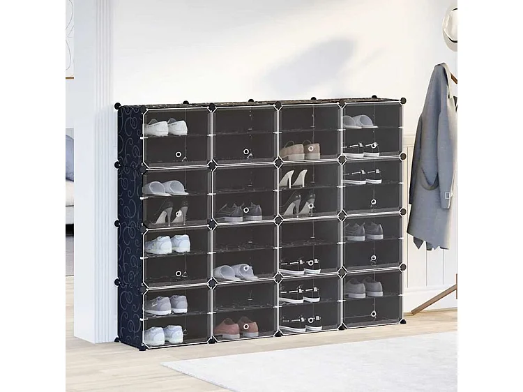 Cubes de rangement 16 pcs avec portes noir PP