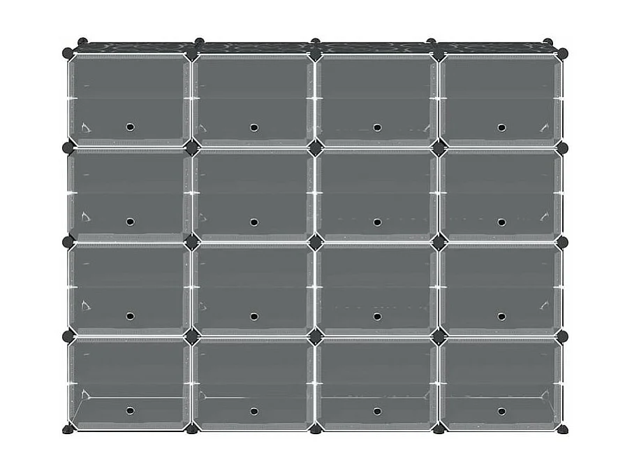 Cubes de rangement 16 pcs avec portes noir PP
