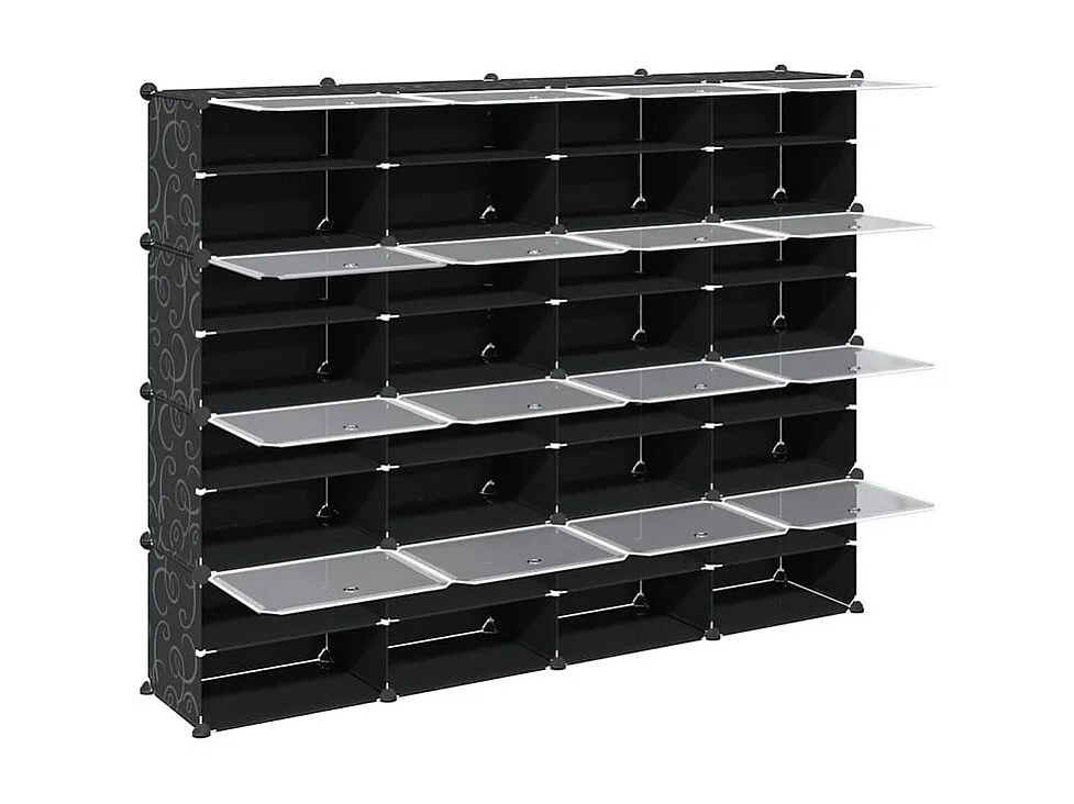 Cubes de rangement 16 pcs avec portes noir PP