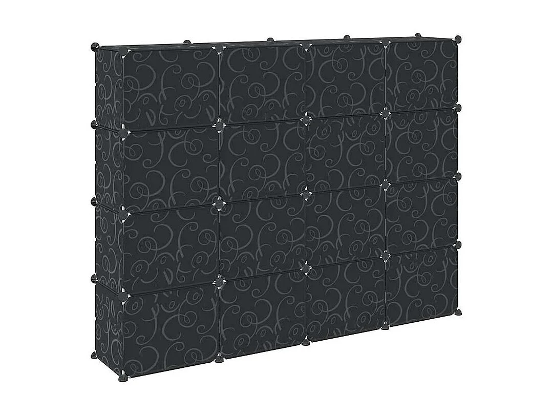 Cubes de rangement 16 pcs avec portes noir PP