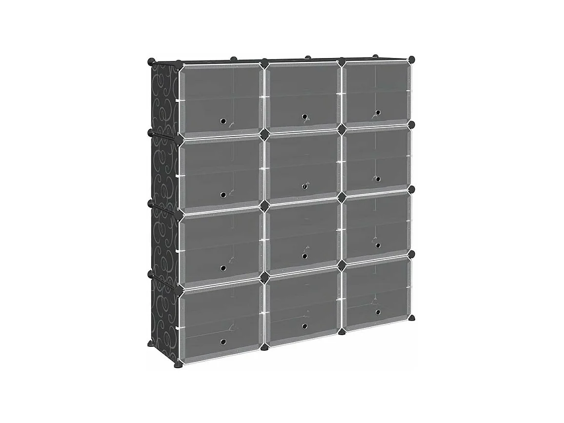 Cubes de rangement 12 pcs avec portes noir PP