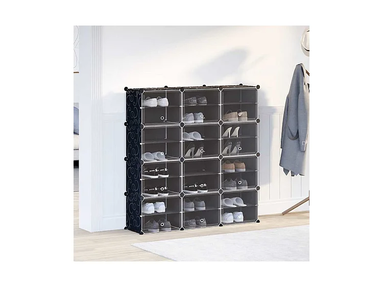 Cubes de rangement 12 pcs avec portes noir PP