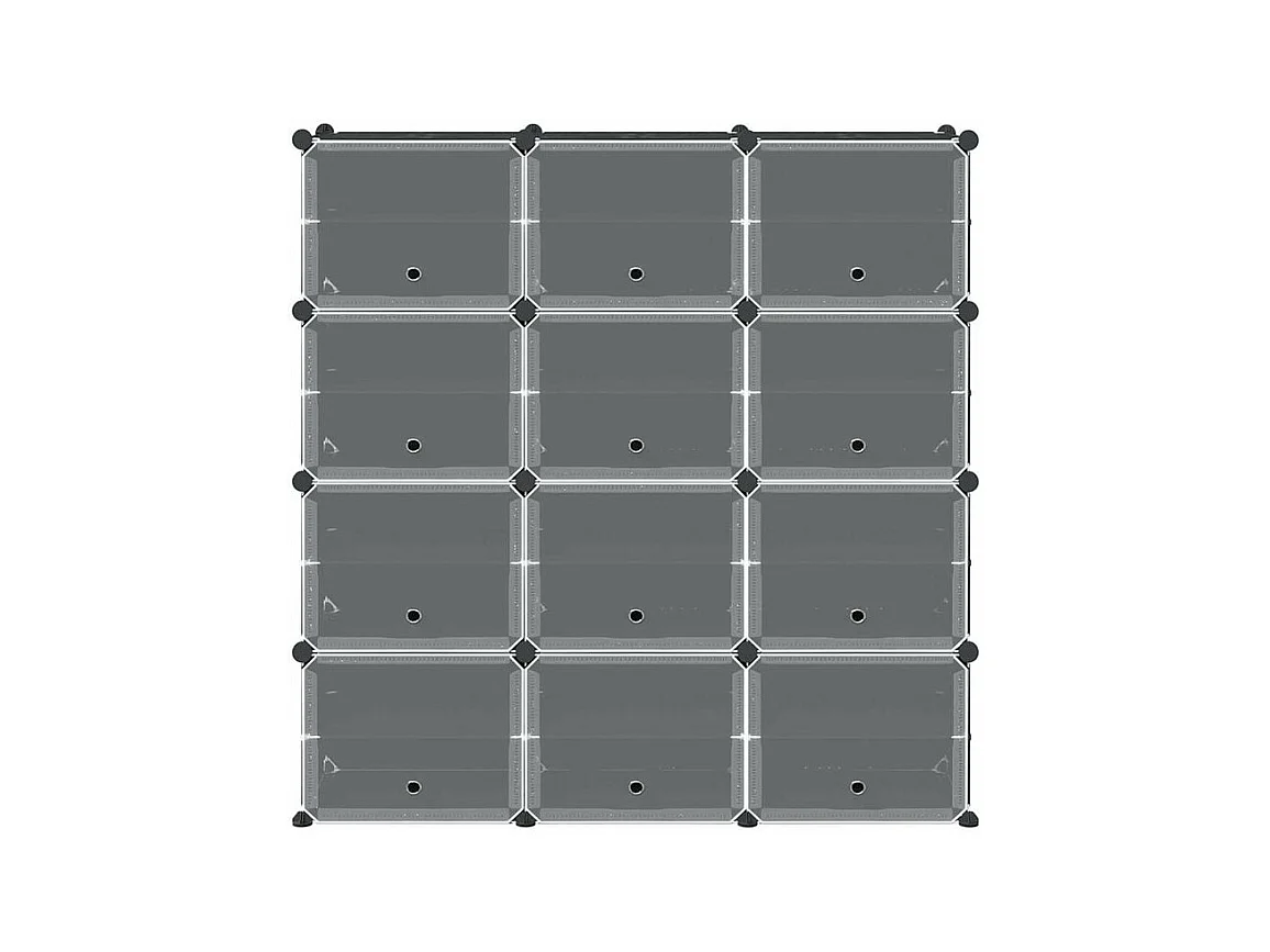 Cubes de rangement 12 pcs avec portes noir PP