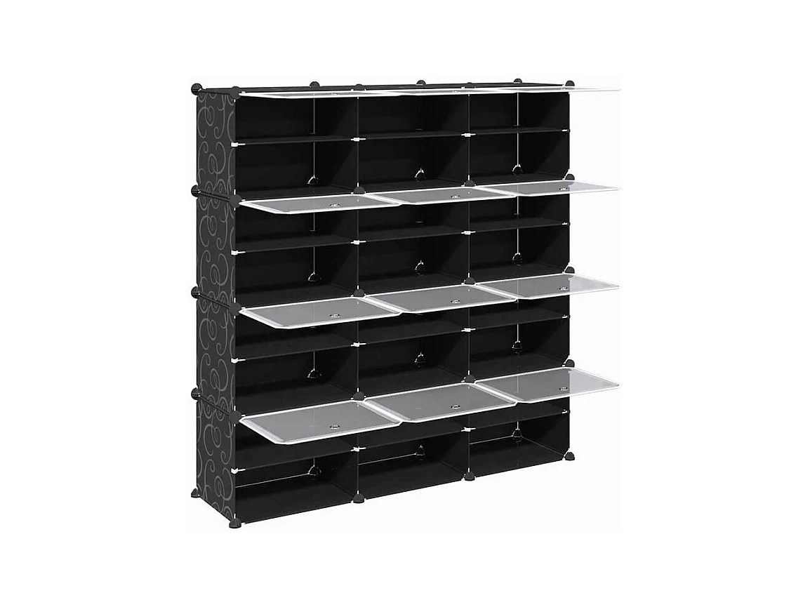 Cubes de rangement 12 pcs avec portes noir PP