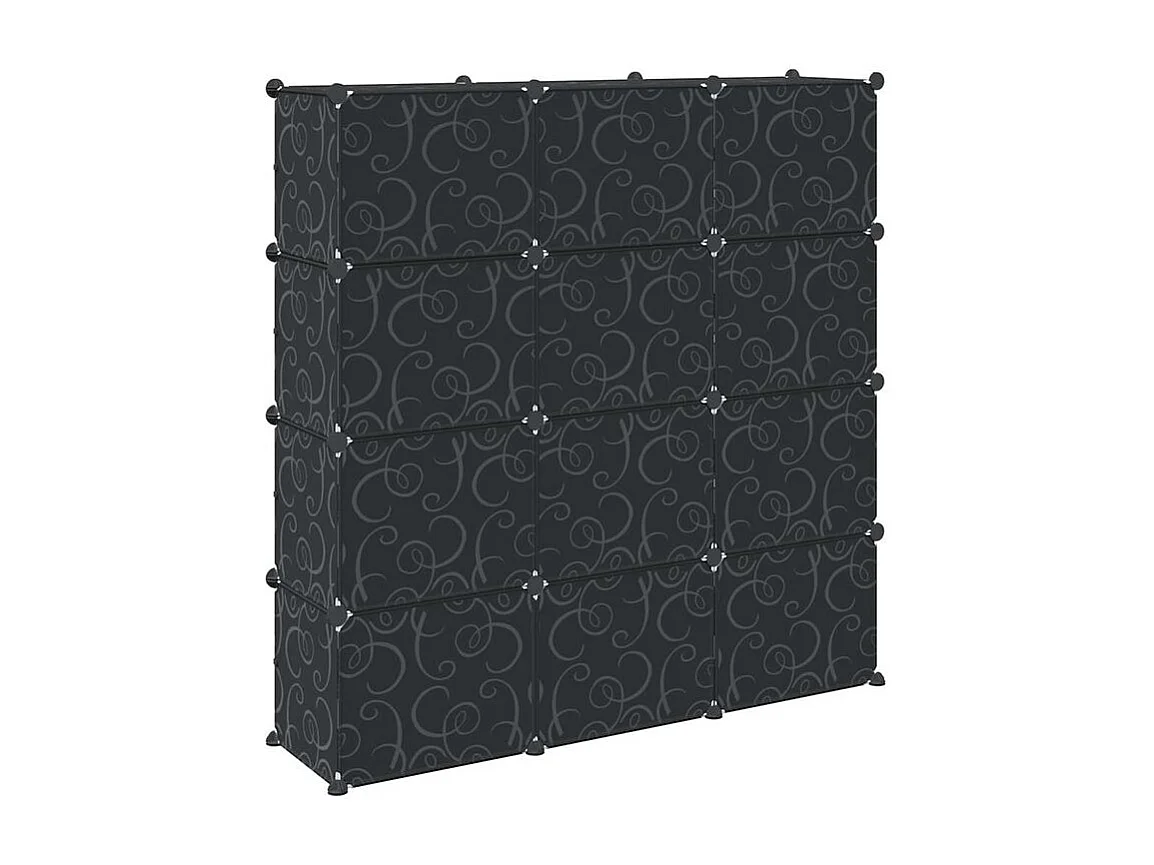 Cubes de rangement 12 pcs avec portes noir PP