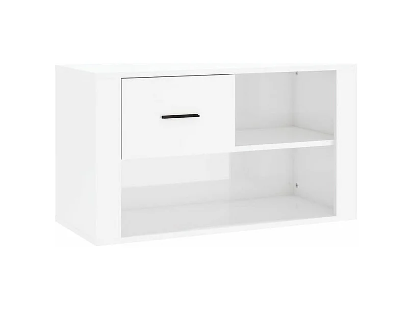 Armoire à chaussure Blanc brillant 80x35x45 Bois ingénierie