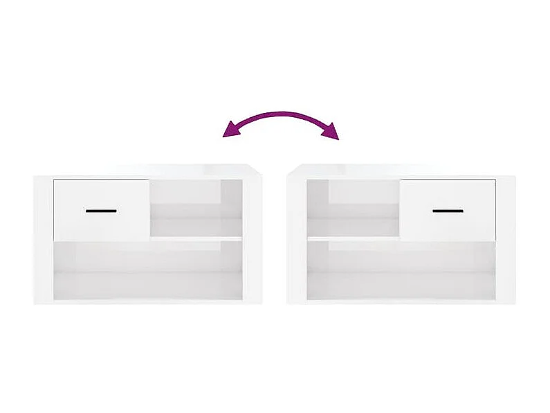 Armoire à chaussure Blanc brillant 80x35x45 Bois ingénierie