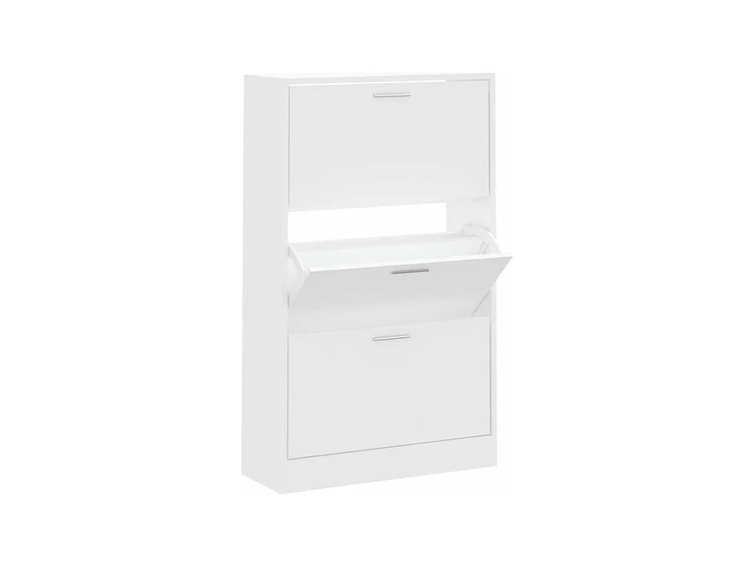 Armoire à chaussures en bois Puerto L63xH103xP24 – 3 portes rabattables-Couleur Blanc
