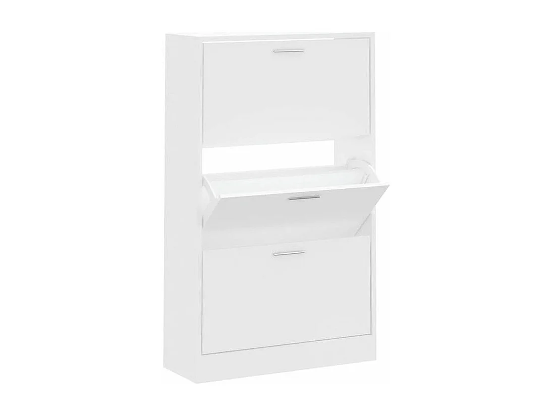 Armoire à chaussures en bois Puerto L63xH103xP24 – 3 portes rabattables-Couleur Blanc