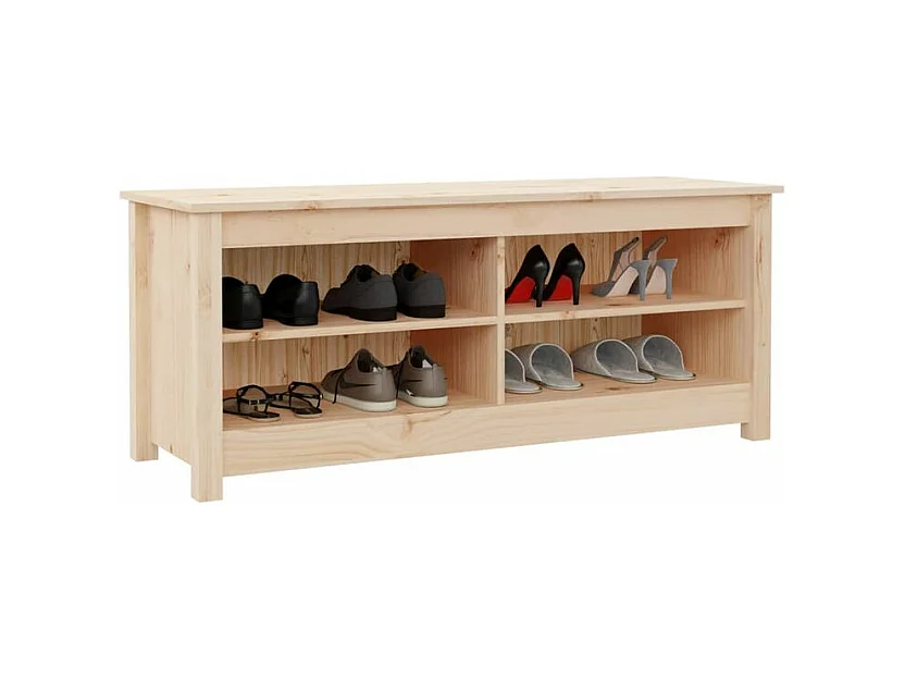 Banc à chaussures en bois massif Klouda – Élégant et fonctionnel-Couleur Naturel-Largeur 110 cm
