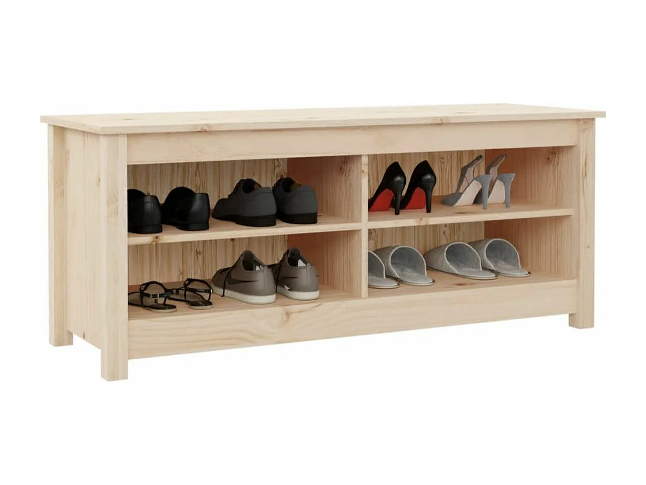 Banc à chaussures en bois massif Klouda – Élégant et fonctionnel-Couleur Naturel-Largeur 110 cm