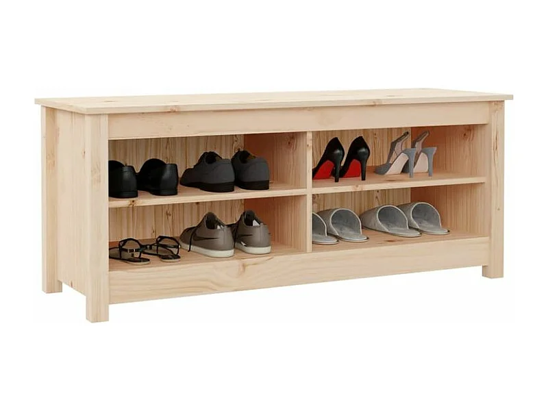 Banc à chaussures en bois massif Klouda – Élégant et fonctionnel-Couleur Naturel-Largeur 110 cm