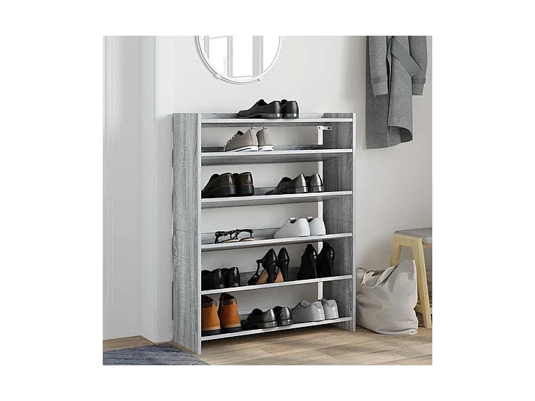 Étagère à chaussures sonoma gris 80x25x100 bois d'ingénierie