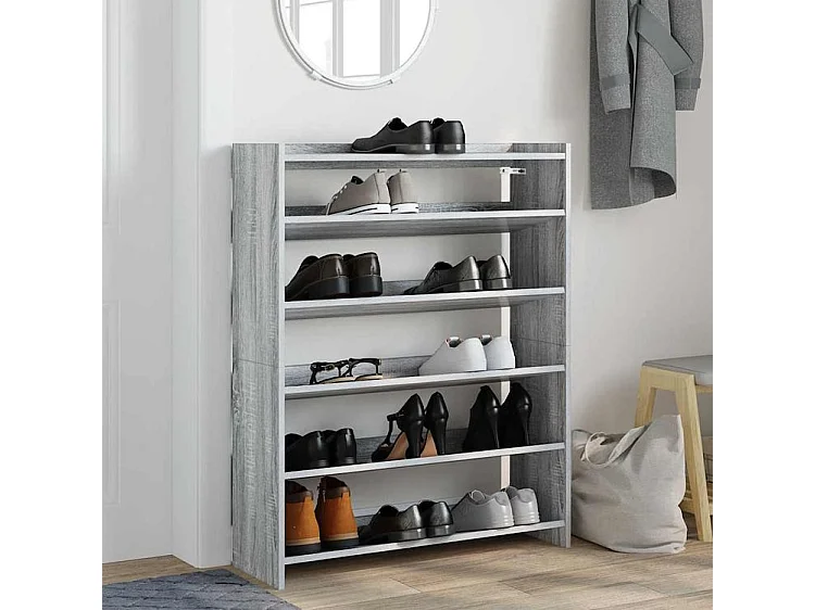 Étagère à chaussures sonoma gris 80x25x100 bois d'ingénierie