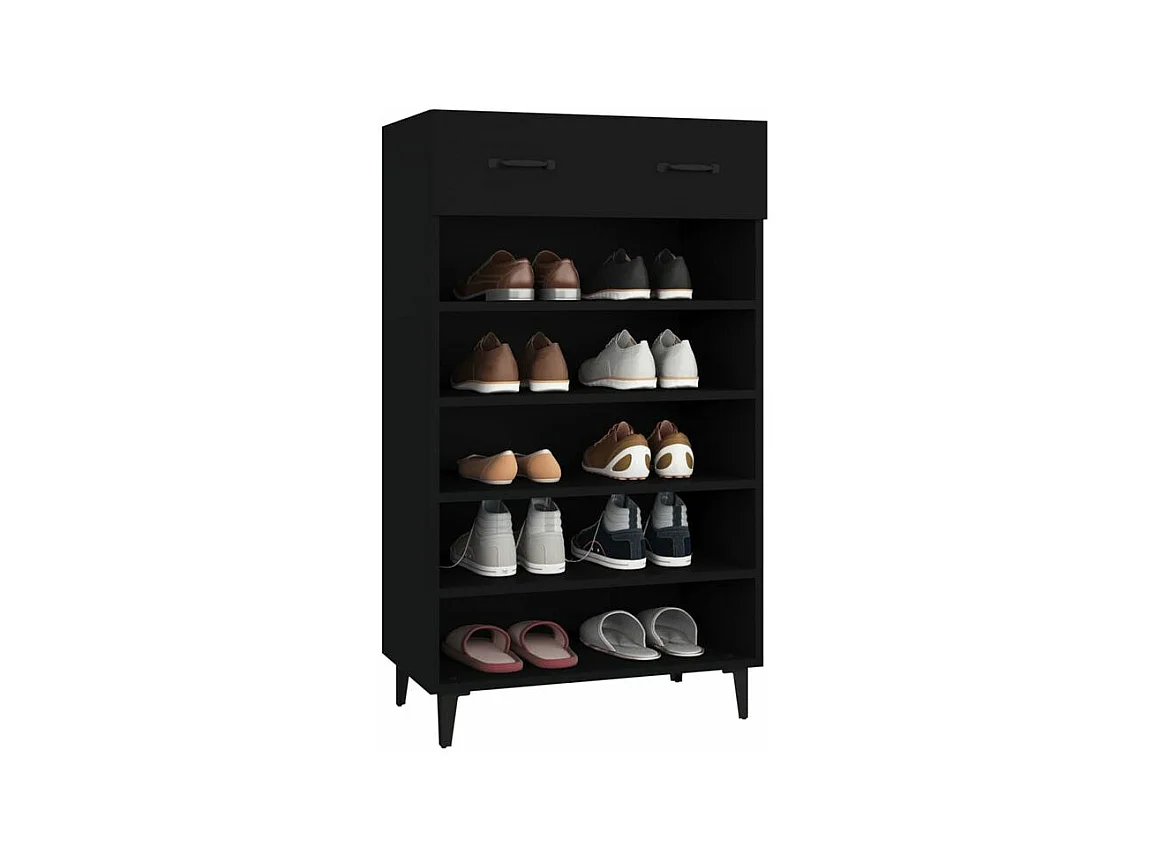 Armoire à chaussures Noir 60x35x105 Bois d'ingénierie