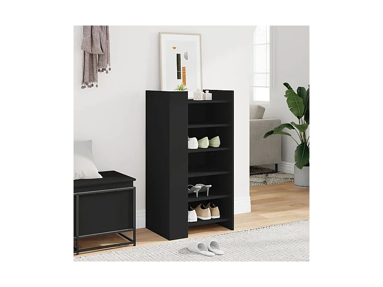 Armoire à chaussures noir 52x37,5x100 bois d'ingénierie