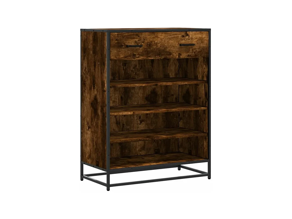 Meuble à chaussures chêne fumé bois d'ingénierie et métal