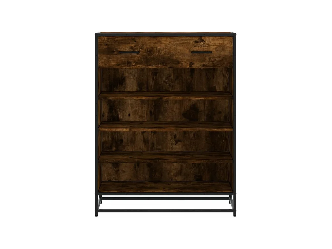 Meuble à chaussures chêne fumé bois d'ingénierie et métal