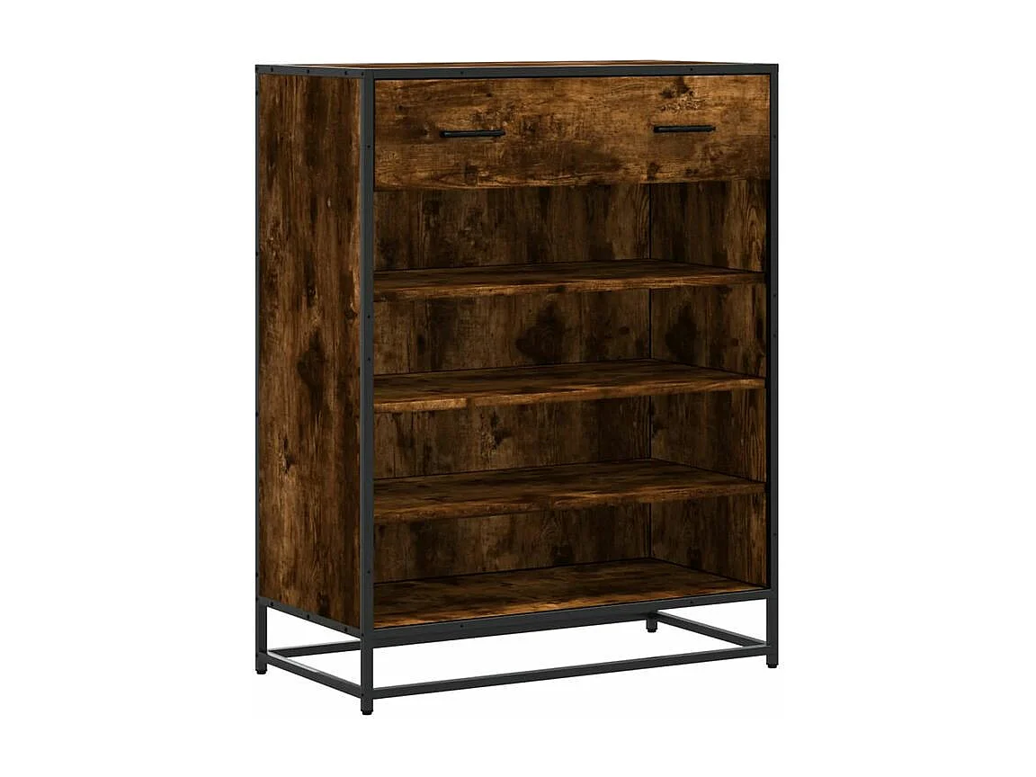 Meuble à chaussures chêne fumé bois d'ingénierie et métal