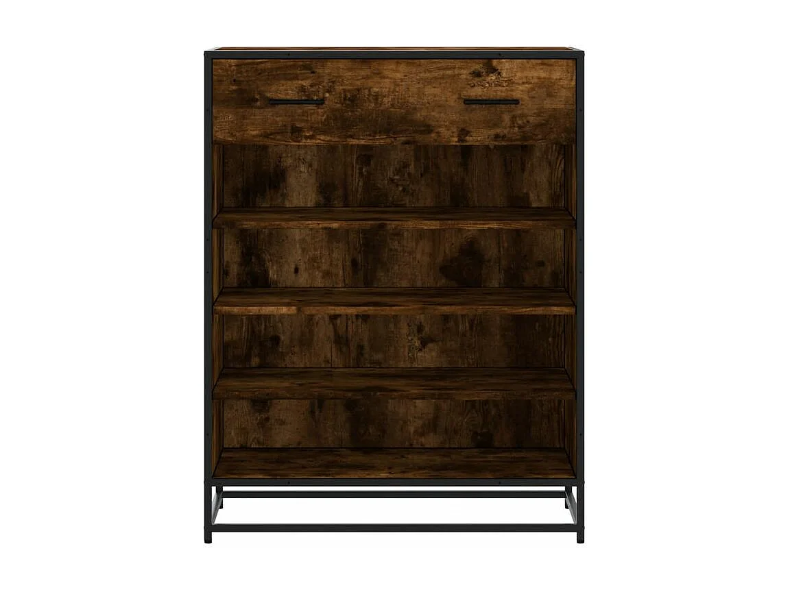 Meuble à chaussures chêne fumé bois d'ingénierie et métal