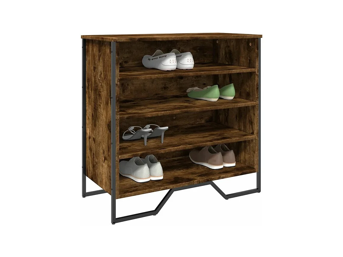 Armoire à chaussures chêne fumé 80x38x78 bois d'ingénierie