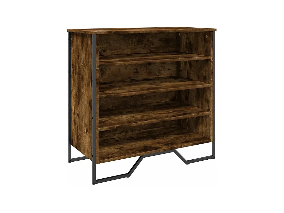 Armoire à chaussures chêne fumé 80x38x78 bois d'ingénierie