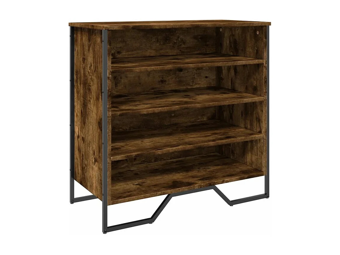 Armoire à chaussures chêne fumé 80x38x78 bois d'ingénierie