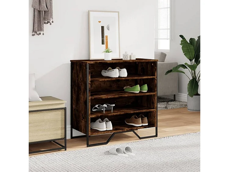 Armoire à chaussures chêne fumé 80x38x78 bois d'ingénierie